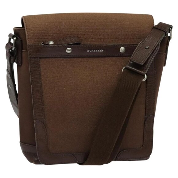BURBERRY Shoulder Bag Canvas Brown Silver Auth - Picture 1 of 16